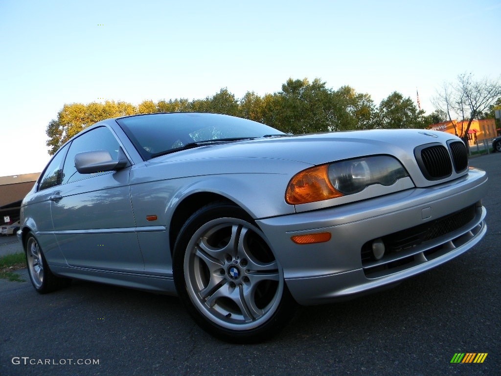 2000 3 Series 328i Coupe - Titanium Silver Metallic / Black photo #2