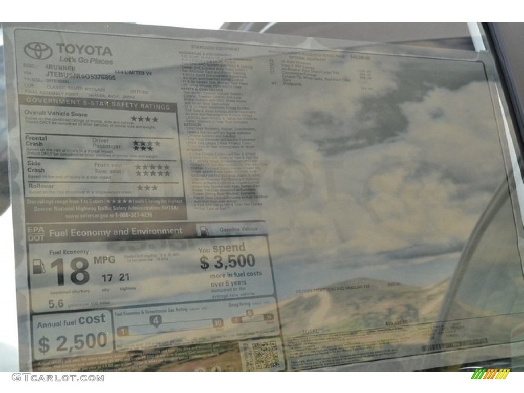 2016 4Runner Limited 4x4 - Classic Silver Metallic / Black photo #10