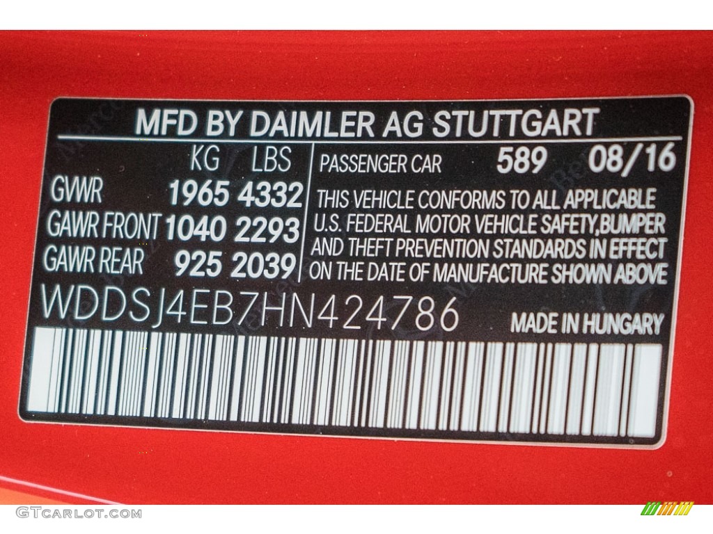 2017 CLA Color Code 589 for Jupiter Red Photo #116472034