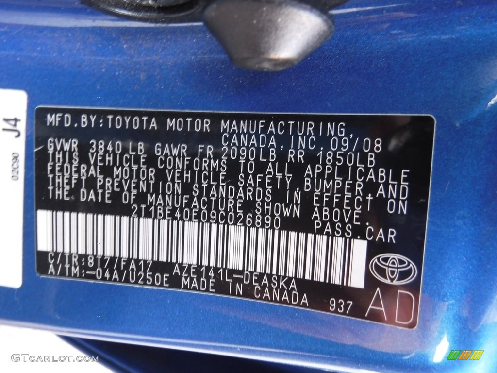 2009 Corolla XRS - Blue Streak Metallic / Dark Charcoal photo #24