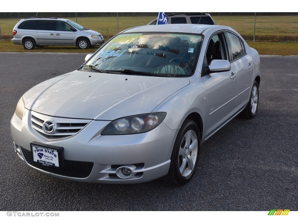 2005 MAZDA3 s Sedan - Sunlight Silver Metallic / Black/Red photo #9