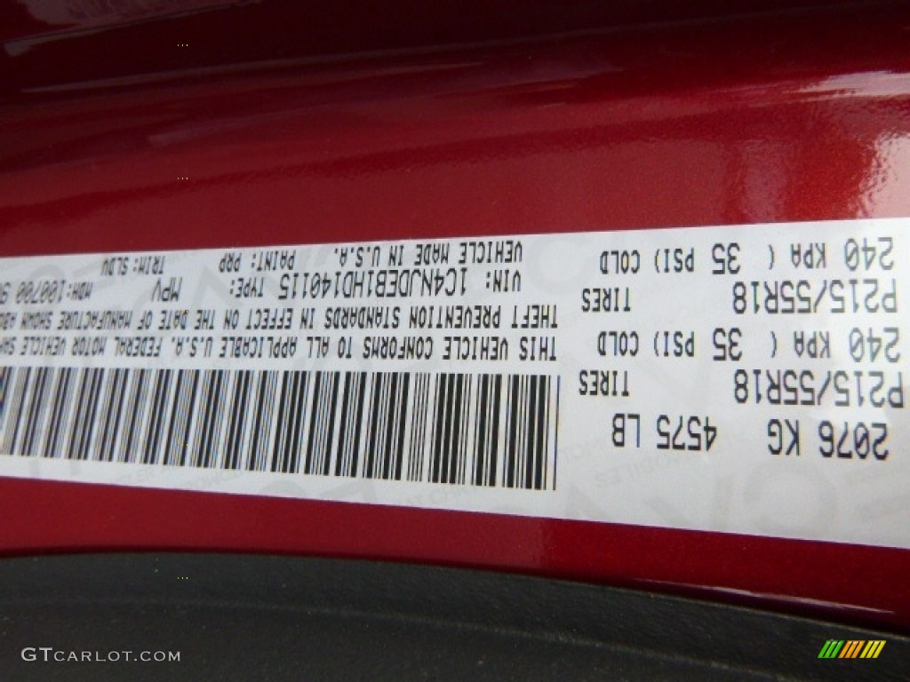 2017 Compass Color Code PRP for Deep Cherry Red Crystal Pearl Photo #116498715