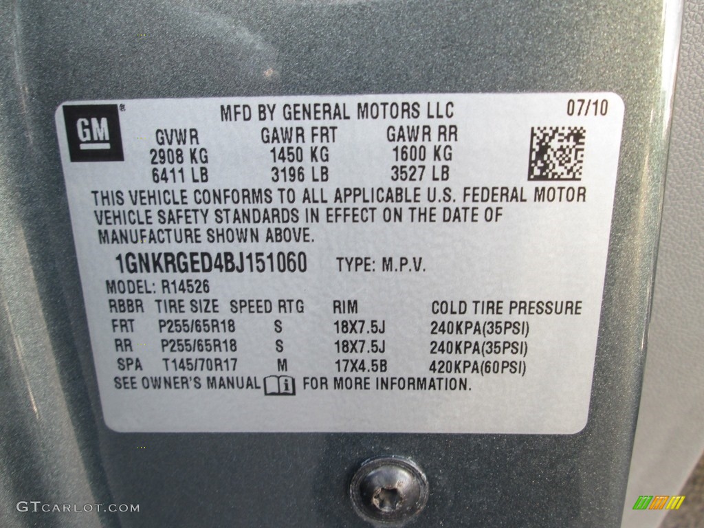 2011 Traverse LT - Steel Green Metallic / Dark Gray/Light Gray photo #29