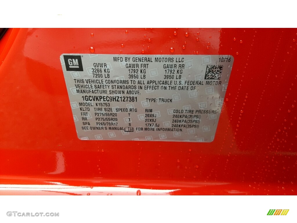 2017 Silverado 1500 Custom Double Cab 4x4 - Red Hot / Dark Ash/Jet Black photo #7