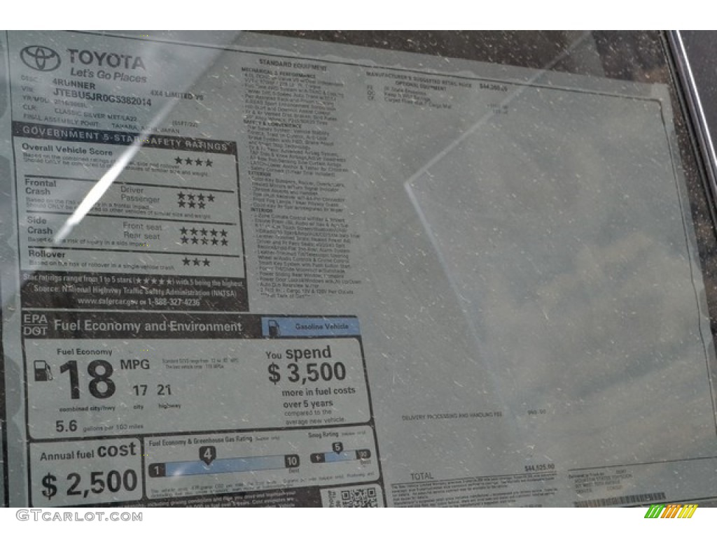 2016 4Runner Limited 4x4 - Classic Silver Metallic / Black photo #10