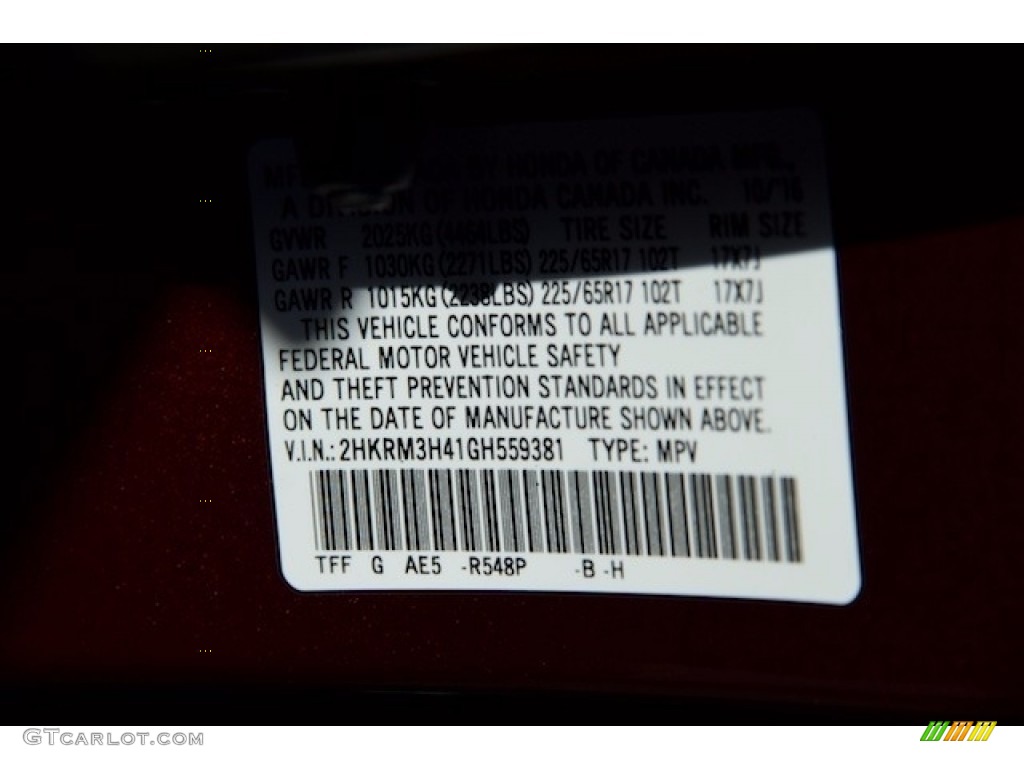 2016 CR-V SE - Basque Red Pearl II / Gray photo #18