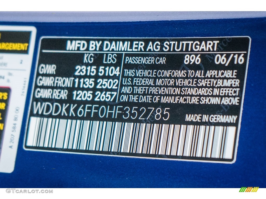 2017 E Color Code 896 for Brilliant Blue Metallic Photo #116540310