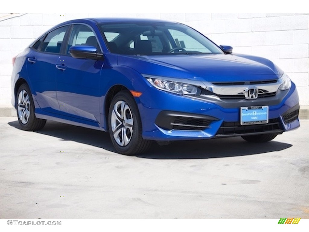 2017 Civic LX Sedan - Aegean Blue Metallic / Black photo #1