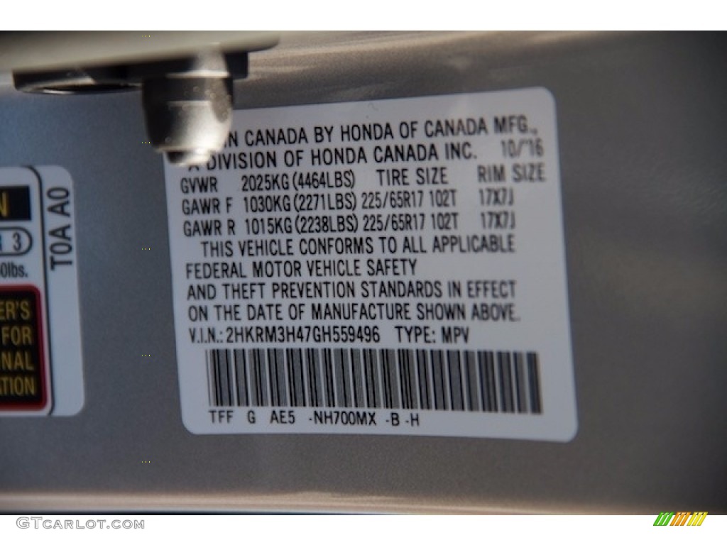 2016 CR-V SE - Alabaster Silver Metallic / Gray photo #18