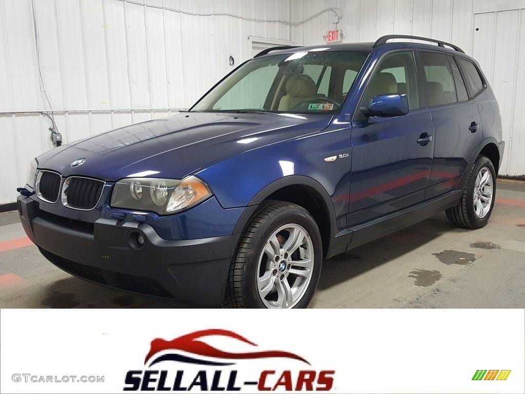 2005 X3 3.0i - Mystic Blue Metallic / Sand Beige photo #1