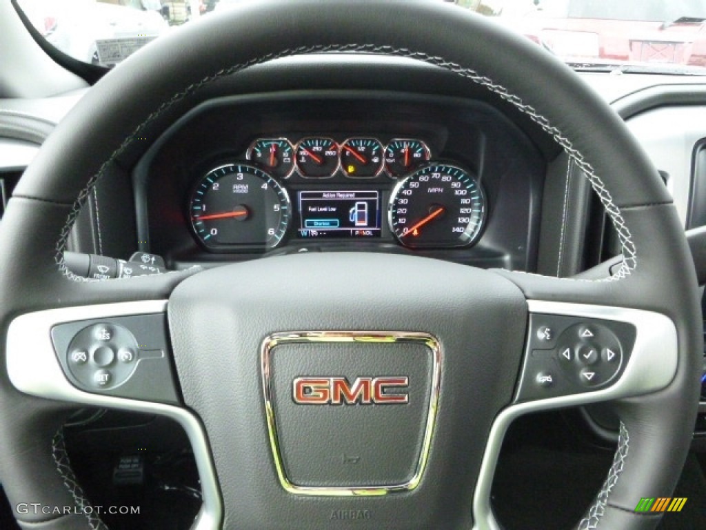 2017 GMC Sierra 1500 SLE Double Cab 4WD Jet Black Steering Wheel Photo #116558323