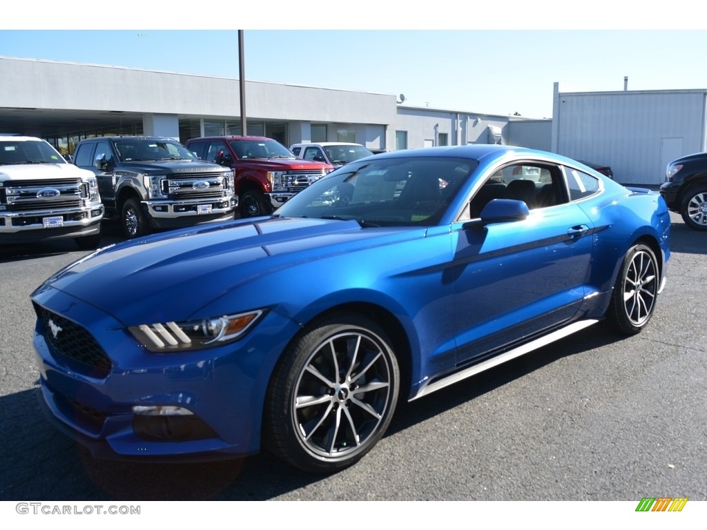 Lightning Blue 2017 Ford Mustang Ecoboost Coupe Exterior Photo #116566624