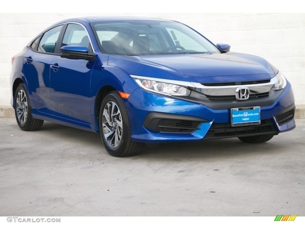 2016 Civic EX Sedan - Aegean Blue Metallic / Black photo #1