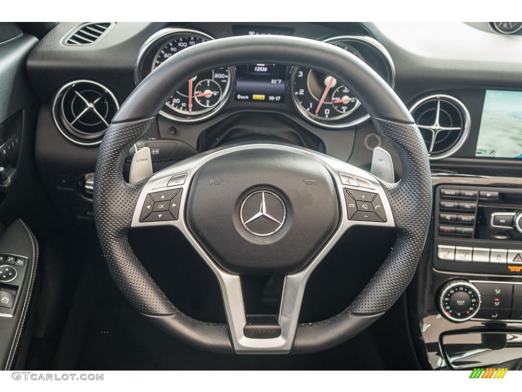 2014 Mercedes-Benz SLK 55 AMG Roadster Black Steering Wheel Photo #116596891