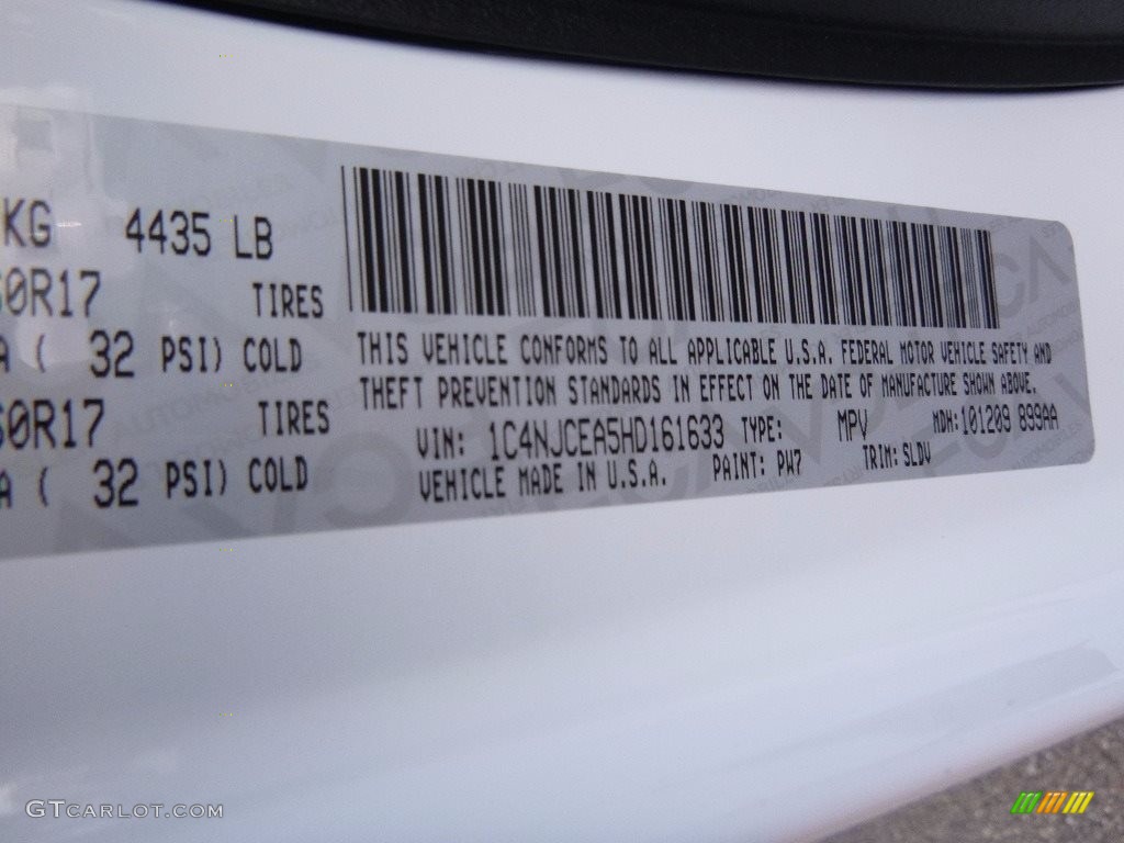 2017 Compass Color Code PW7 for Bright White Photo #116597401
