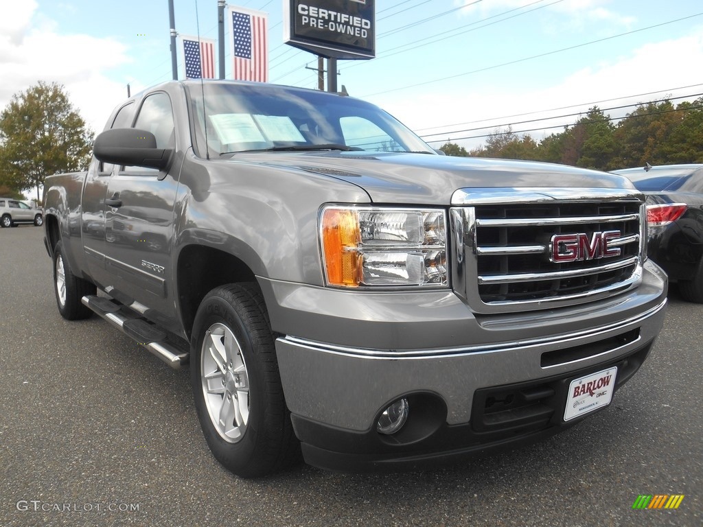 2013 Sierra 1500 SLE Extended Cab - Steel Gray Metallic / Ebony photo #1
