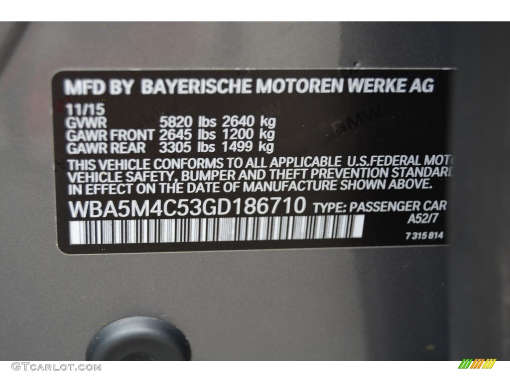 2016 5 Series Color Code A52 for Space Grey Metallic Photo #116608663