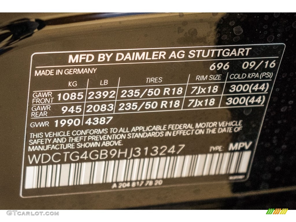 2017 GLA Color Code 696 for Night Black Photo #116612111