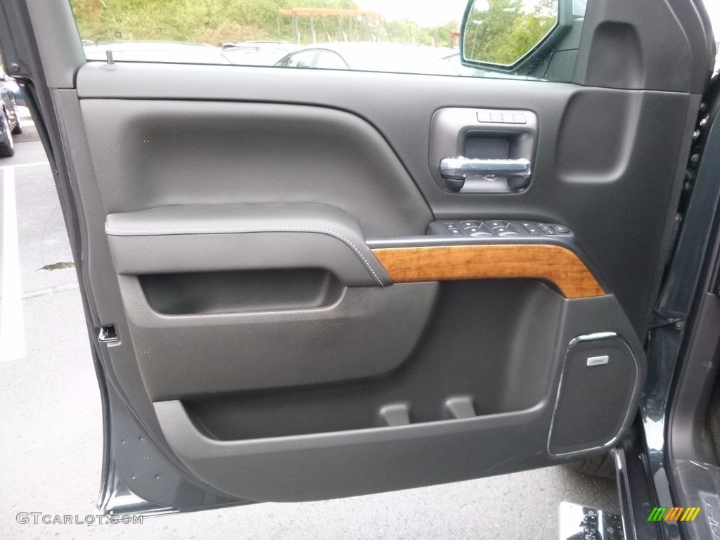 2017 Chevrolet Silverado 1500 High Country Crew Cab 4x4 High Country Jet Black/Medium Ash Gray Door Panel Photo #116616668