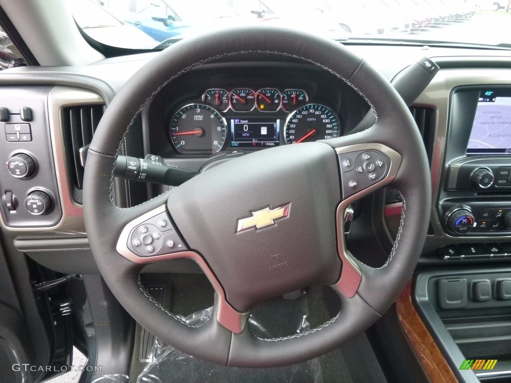 2017 Chevrolet Silverado 1500 High Country Crew Cab 4x4 High Country Jet Black/Medium Ash Gray Steering Wheel Photo #116616737