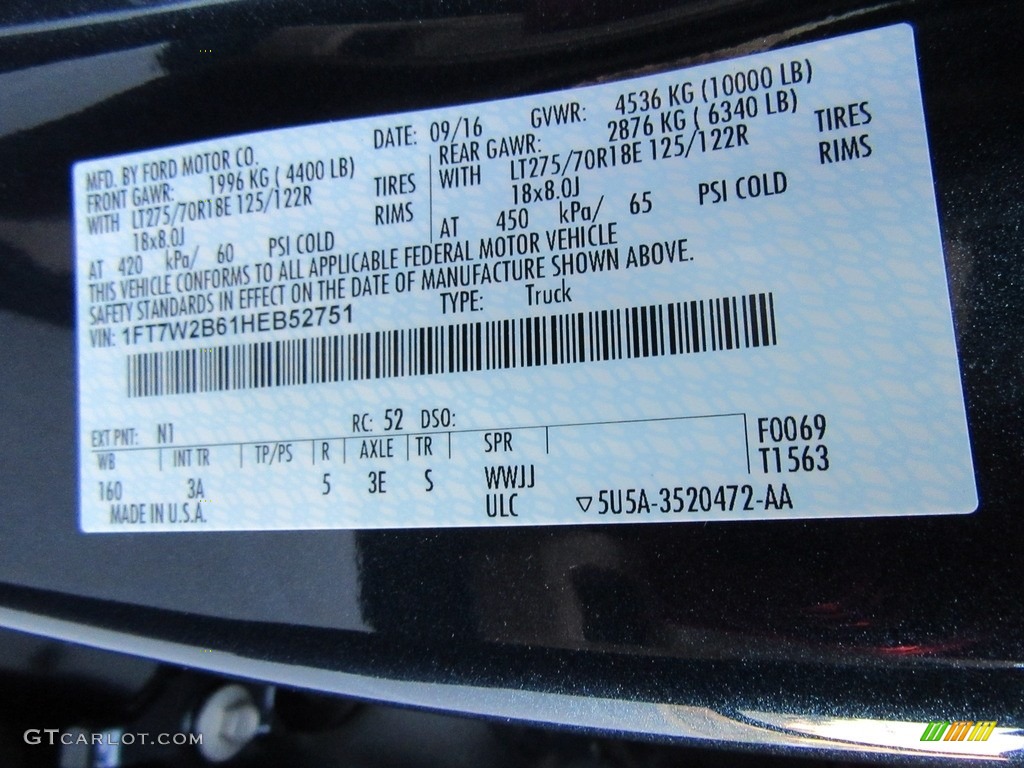 2017 F250 Super Duty Color Code N1 for Blue Jeans Photo #116625290