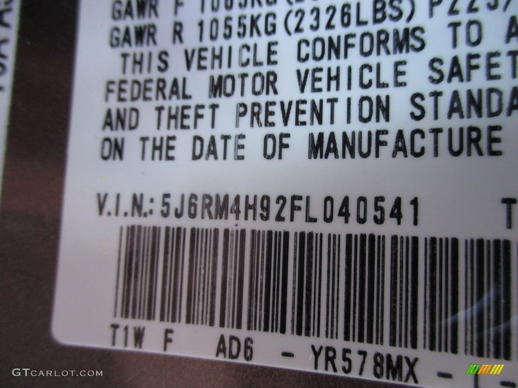 2015 CR-V Touring - Urban Titanium Metallic / Beige photo #19