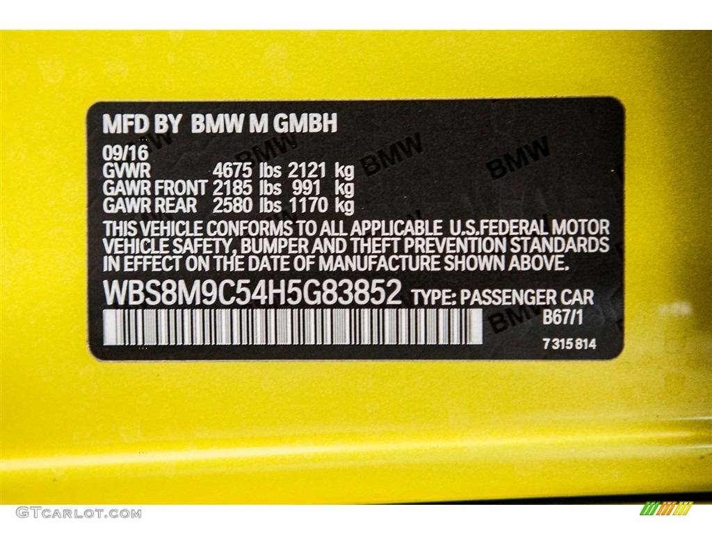 2017 M3 Color Code B67 for Austin Yellow Metallic Photo #116648303