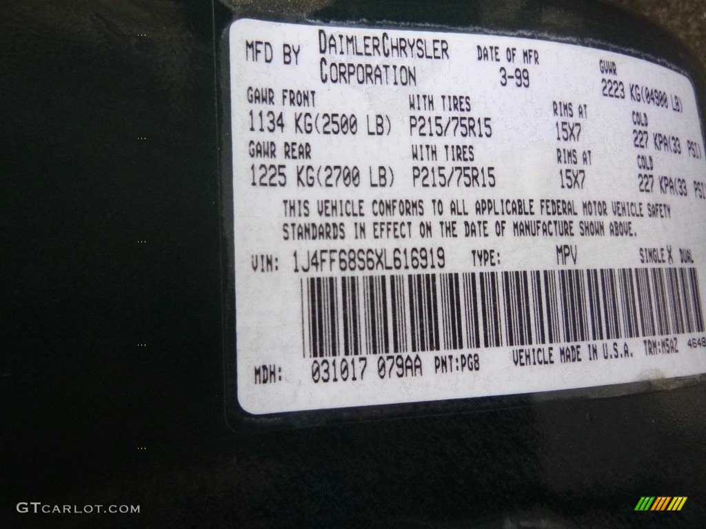 1999 Cherokee Sport 4x4 - Forest Green Pearl / Agate photo #15