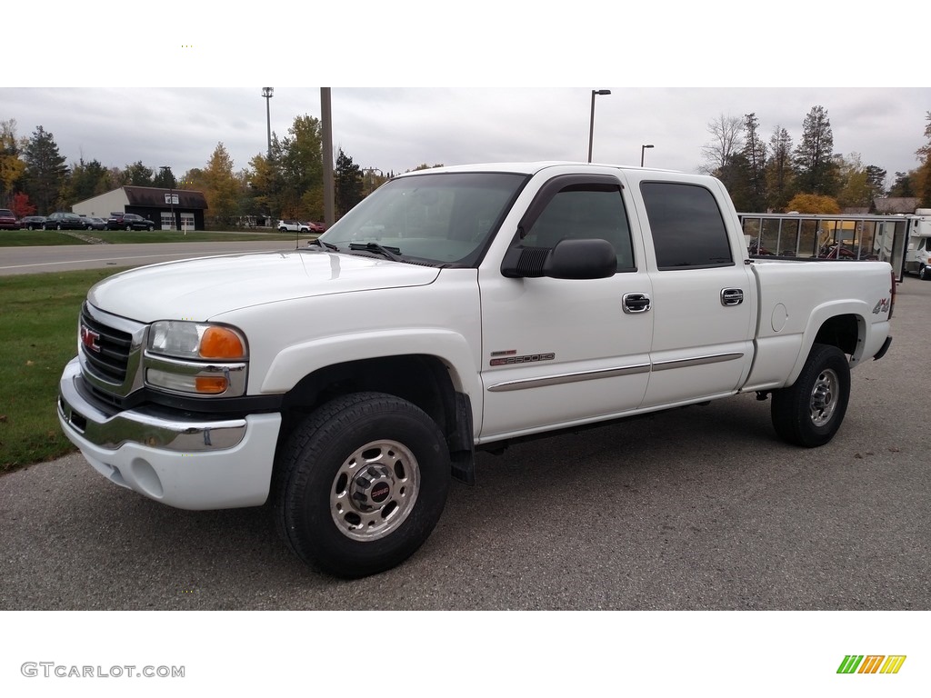 2005 Sierra 2500HD SLE Crew Cab 4x4 - Summit White / Dark Pewter photo #4