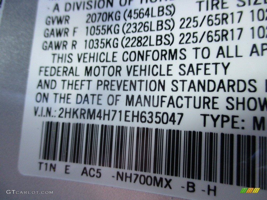 2014 CR-V EX-L AWD - Alabaster Silver Metallic / Gray photo #19