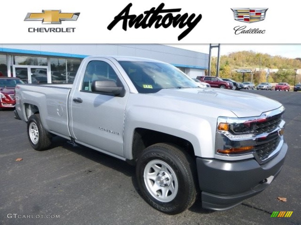 2017 Silverado 1500 WT Regular Cab 4x4 - Silver Ice Metallic / Jet Black photo #1