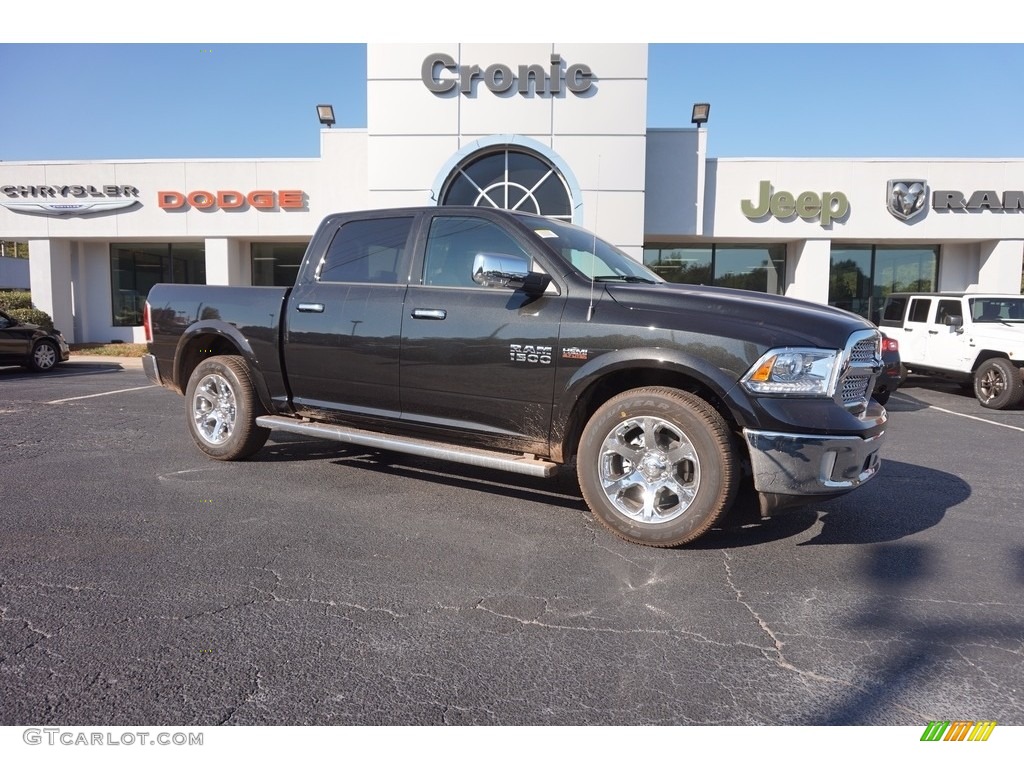 2017 1500 Laramie Crew Cab - Brilliant Black Crystal Pearl / Canyon Brown/Light Frost Beige photo #1
