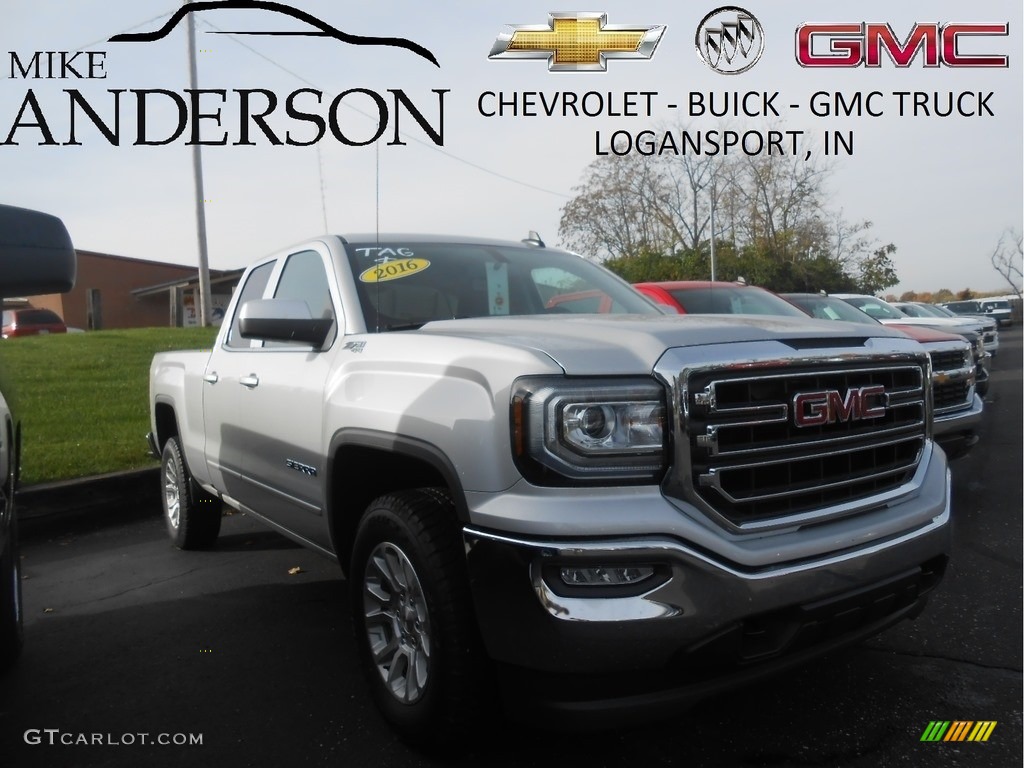 2016 Sierra 1500 SLE Double Cab 4WD - Quicksilver Metallic / Jet Black photo #1