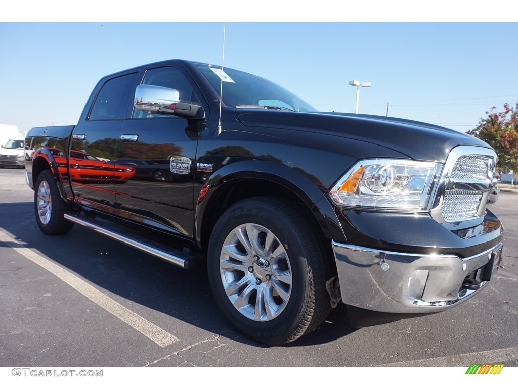 2017 1500 Laramie Longhorn Crew Cab - Brilliant Black Crystal Pearl / Canyon Brown/Light Frost Beige photo #4
