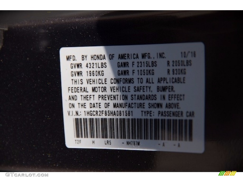 2017 Accord EX-L Sedan - Modern Steel Metallic / Black photo #19