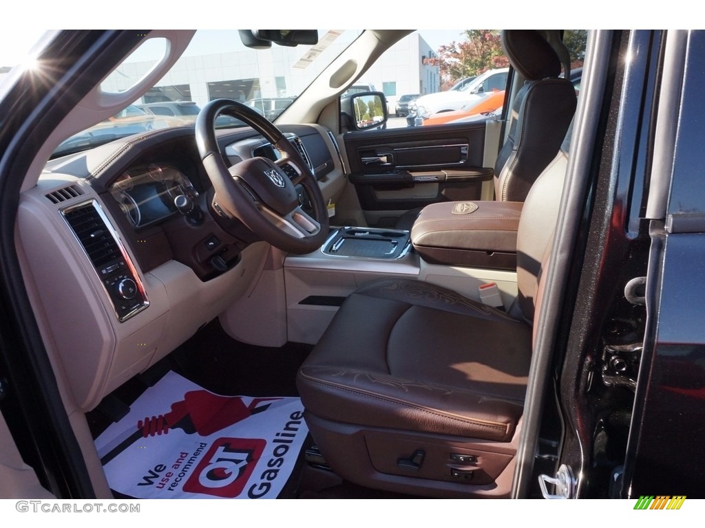 2017 1500 Laramie Longhorn Crew Cab - Brilliant Black Crystal Pearl / Canyon Brown/Light Frost Beige photo #7