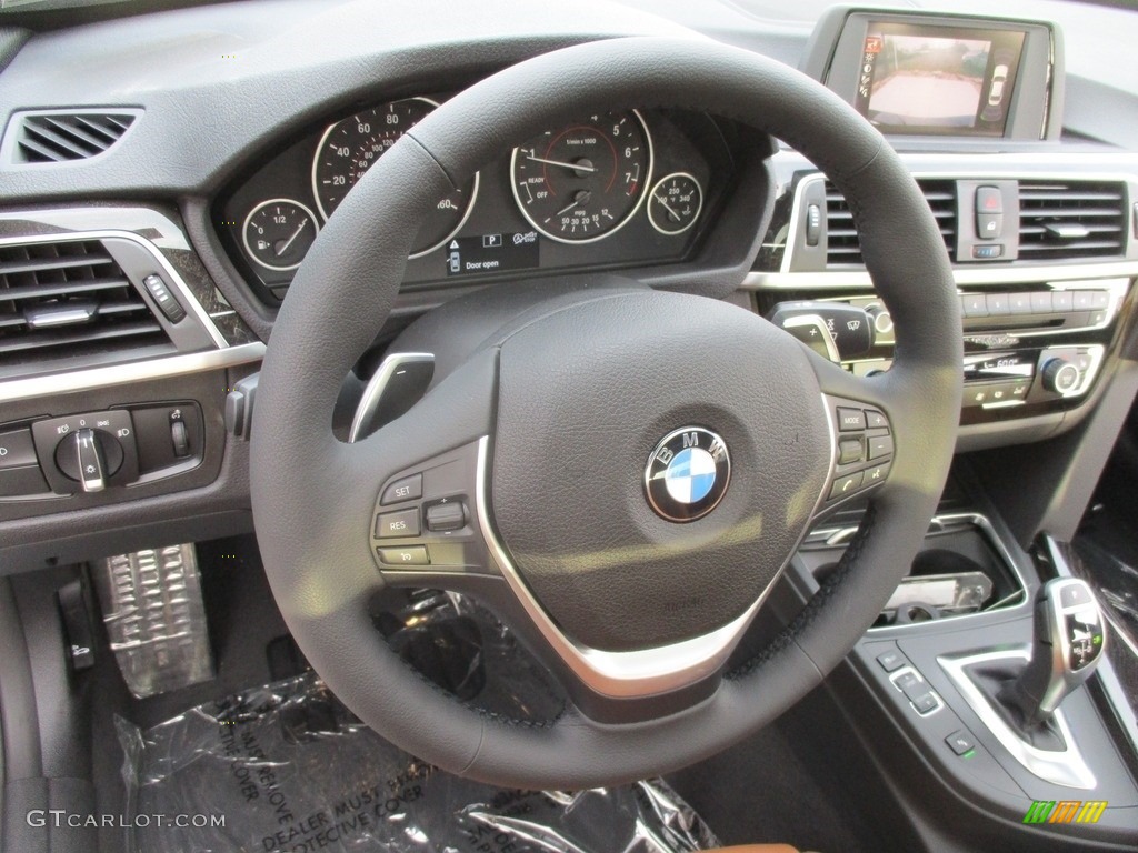 2017 BMW 3 Series 330i xDrive Sedan Saddle Brown Steering Wheel Photo #116741401