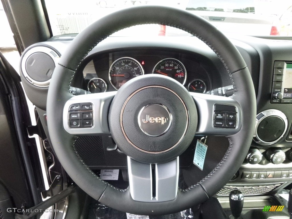 2017 Jeep Wrangler Unlimited Rubicon Hard Rock 4x4 Black Steering Wheel Photo #116743117