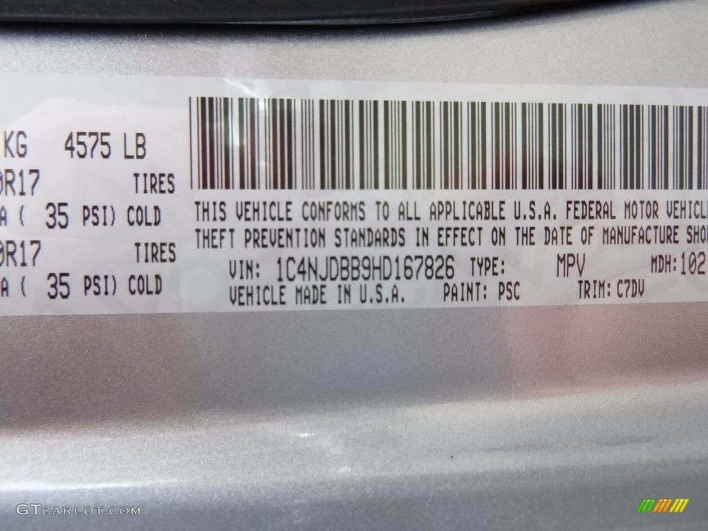 2017 Compass Color Code PSC for Billet Silver Metallic Photo #116744656