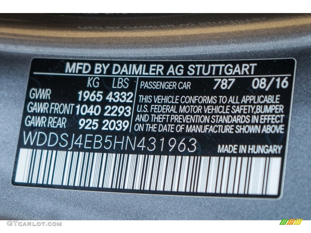 2017 CLA Color Code 787 for Mountain Grey Metallic Photo #116747191