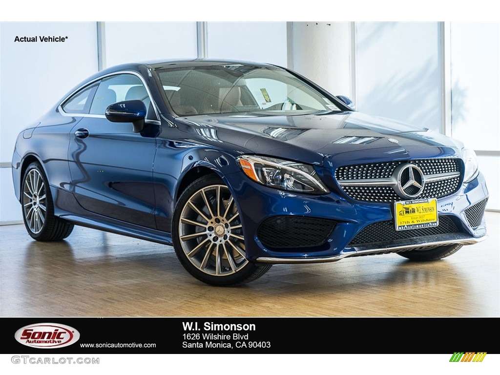 2017 C 300 Coupe - Brilliant Blue Metallic / Saddle Brown/Black photo #1