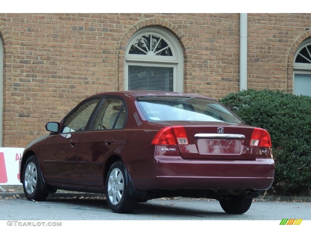 2002 Civic EX Sedan - Radiant Ruby Red Pearl / Beige photo #10