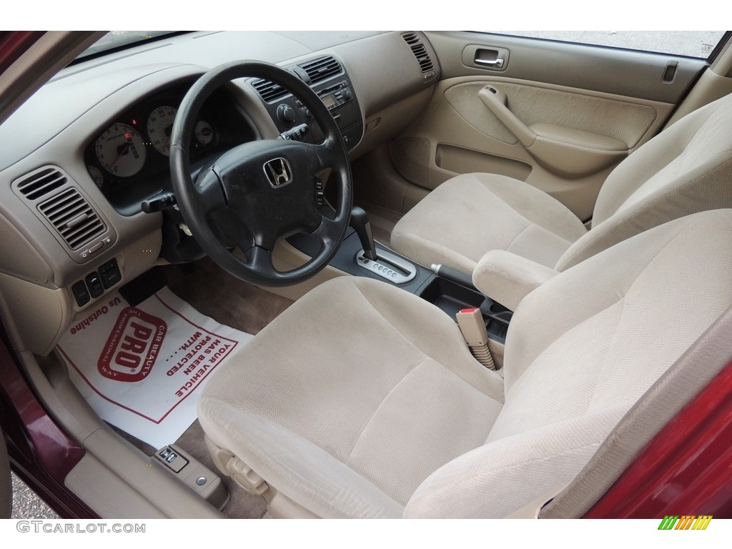 2002 Civic EX Sedan - Radiant Ruby Red Pearl / Beige photo #18