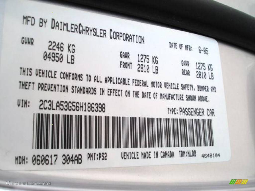 2006 300 Touring - Bright Silver Metallic / Dark Slate Gray/Light Graystone photo #17