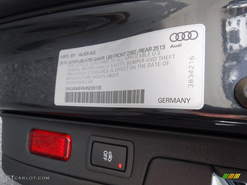 2017 A4 2.0T Premium quattro - Manhattan Gray Metallic / Black photo #40