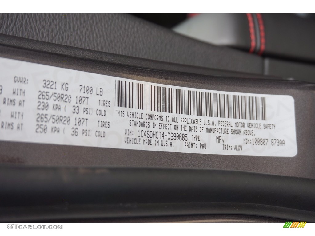 2017 Durango Color Code PAU for Granite Metallic Photo #116776558