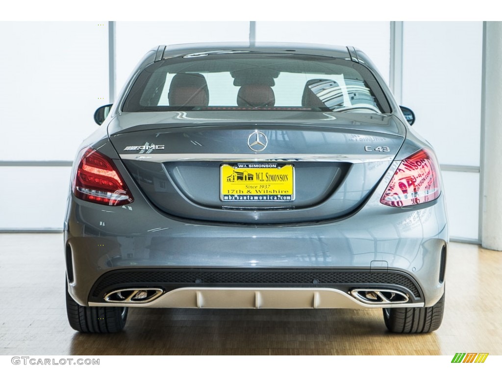 2017 C 43 AMG 4Matic Sedan - Selenite Grey Metallic / Cranberry Red/Black photo #4