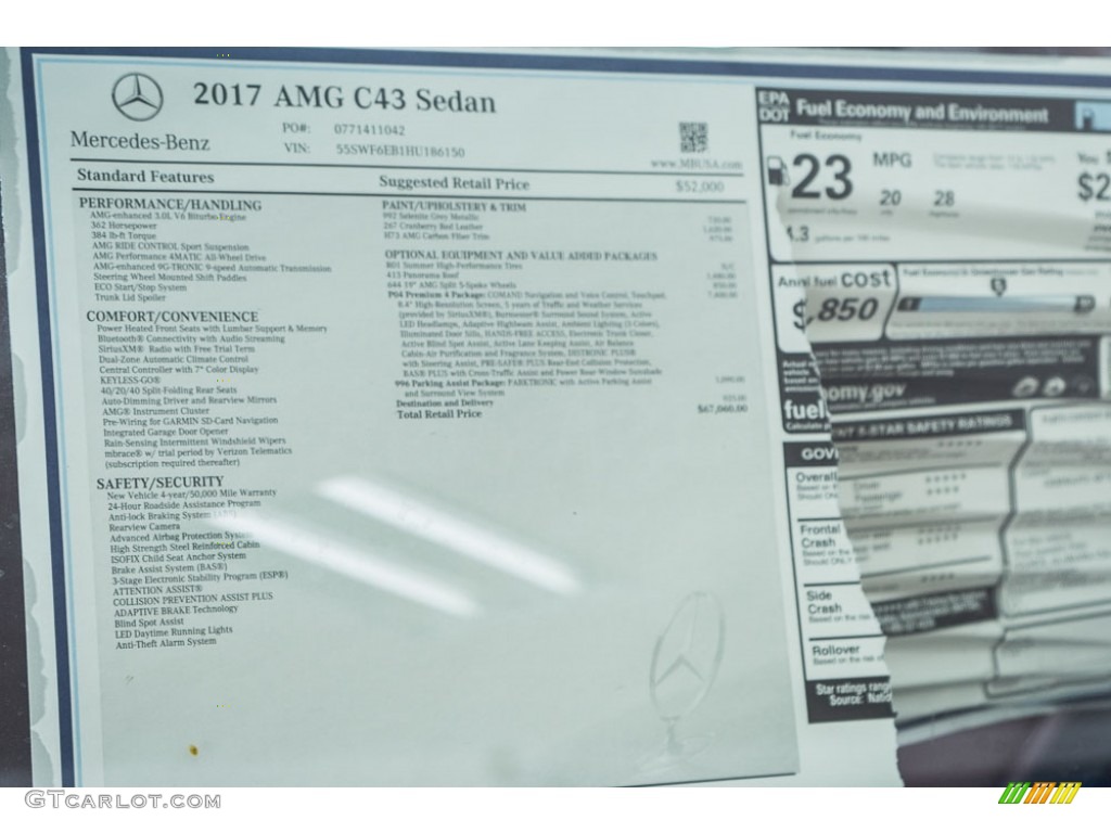 2017 C 43 AMG 4Matic Sedan - Selenite Grey Metallic / Cranberry Red/Black photo #11