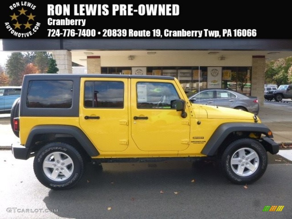 2015 Wrangler Unlimited Sport 4x4 - Baja Yellow / Black photo #1