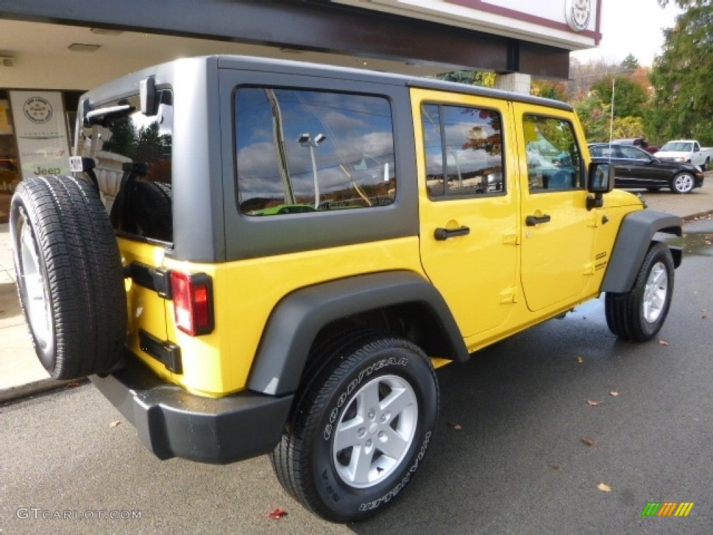 2015 Wrangler Unlimited Sport 4x4 - Baja Yellow / Black photo #2